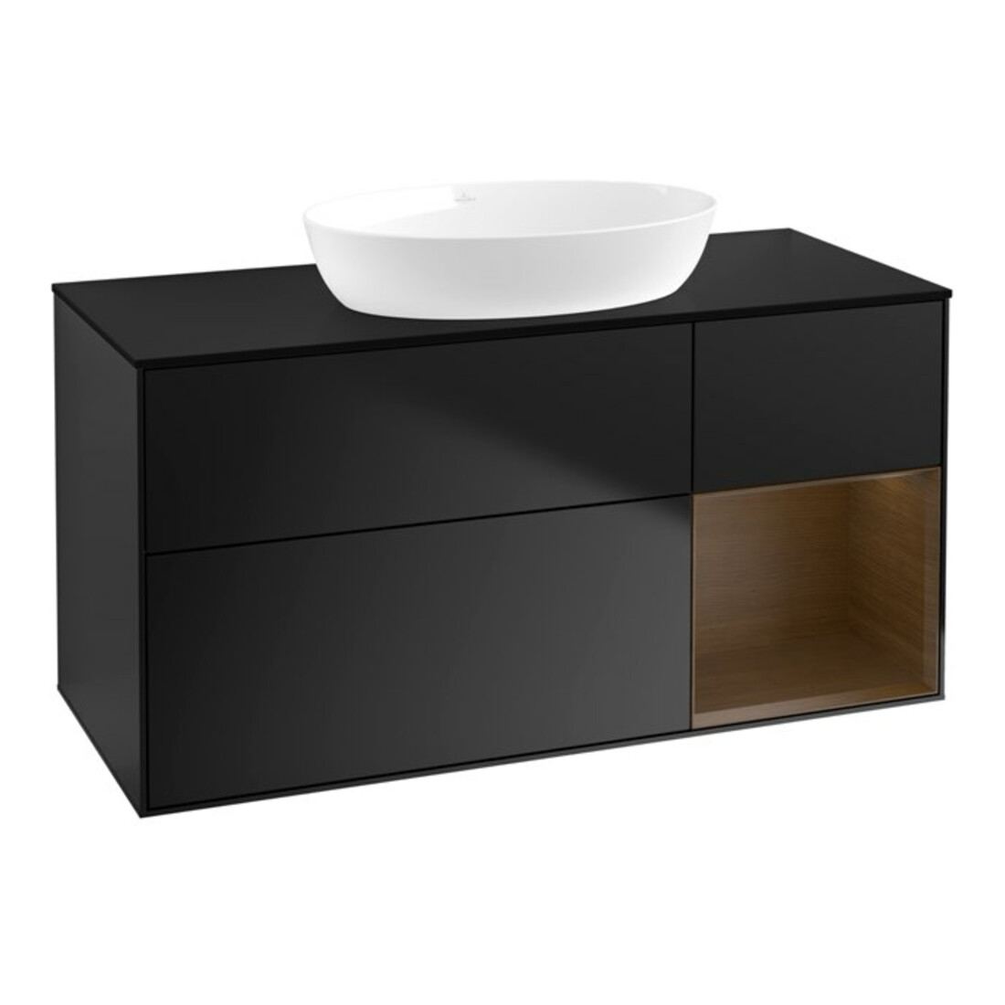 V&B Waschtischunterschrank Wandbeleuchtung Finion 120cm, Pl bla m, Reg wal ven, bla m Lac