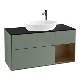 V&B Waschtischunterschrank Wandbeleuchtung Finion 120cm, Pl bla m, Reg wal ven, Oli. m Lac