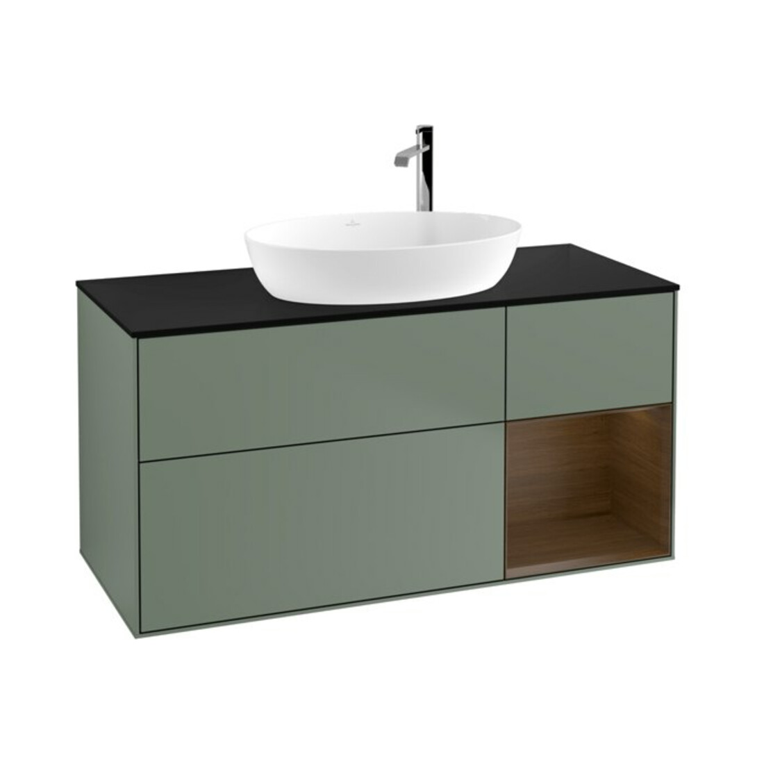 V&B Waschtischunterschrank Wandbeleuchtung Finion 120cm, Pl bla m, Reg wal ven, Oli. m Lac
