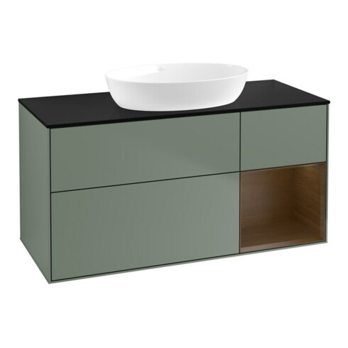 V&B Waschtischunterschrank Wandbeleuchtung Finion 120cm, Pl bla m, Reg wal ven, Oli. m Lac