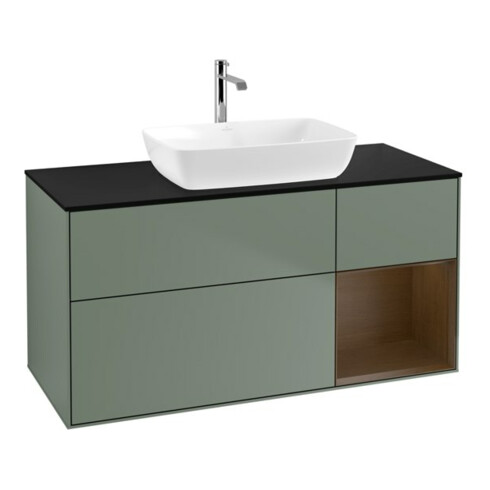 V&B Waschtischunterschrank Wandbeleuchtung Finion 120cm, Pl bla m, Reg wal ven, Oli. m Lac