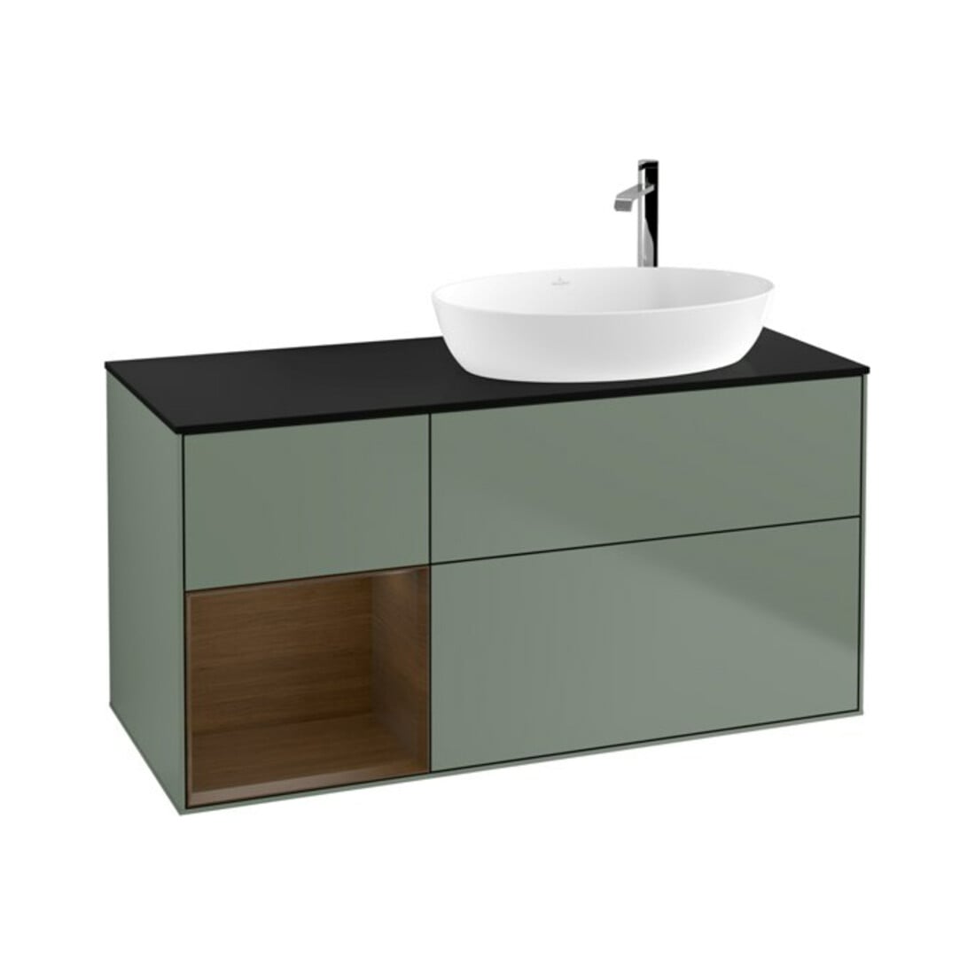V&B Waschtischunterschrank Wandbeleuchtung Finion 120cm, Pl bla m, Reg wal ven, Oli. m Lac