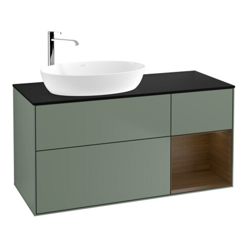 V&B Waschtischunterschrank Wandbeleuchtung Finion 120cm, Pl bla m, Reg wal ven, Oli. m Lac