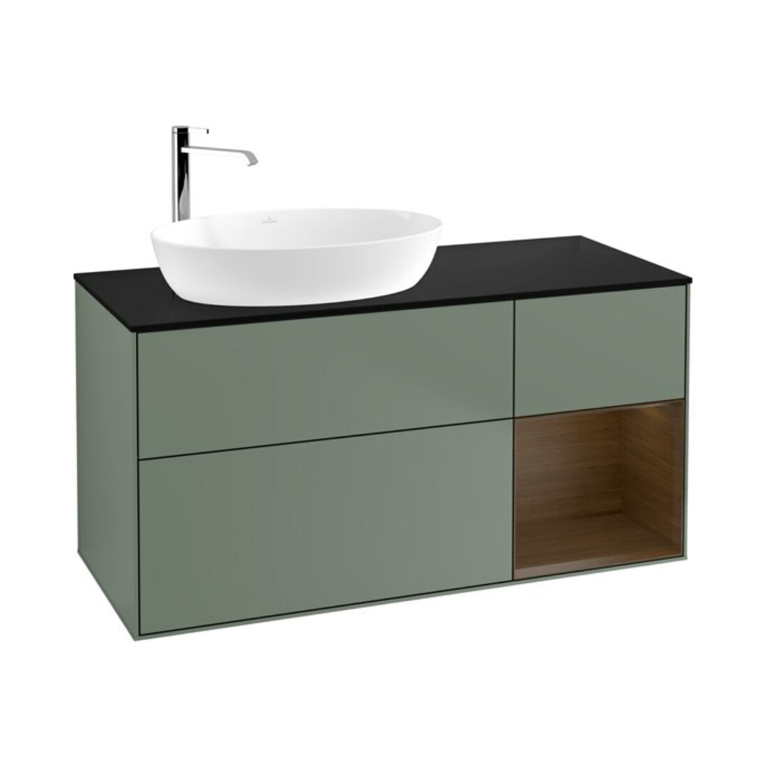V&B Waschtischunterschrank Wandbeleuchtung Finion 120cm, Pl bla m, Reg wal ven, Oli. m Lac