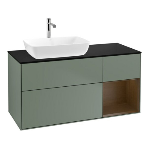 V&B Waschtischunterschrank Wandbeleuchtung Finion 120cm, Pl bla m, Reg wal ven, Oli. m Lac