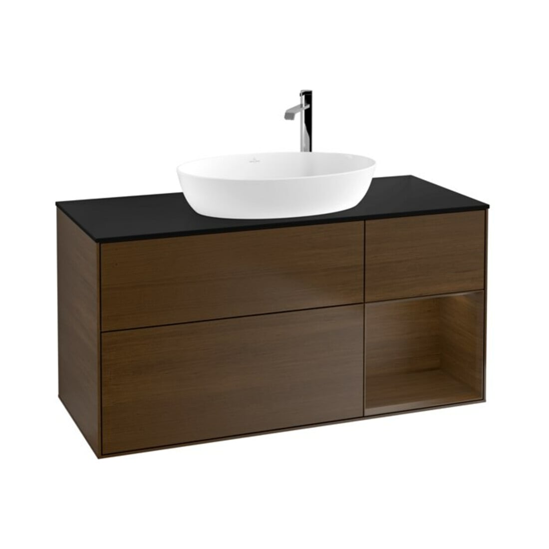 V&B Waschtischunterschrank Wandbeleuchtung Finion 120cm, Pl bla m, Reg wal ven, wal ven