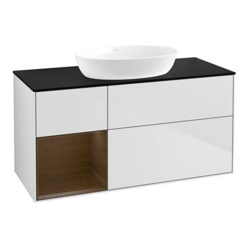 V&B Waschtischunterschrank Wandbeleuchtung Finion 120cm, Pl bla m, Reg wal ven, wh. m Lac