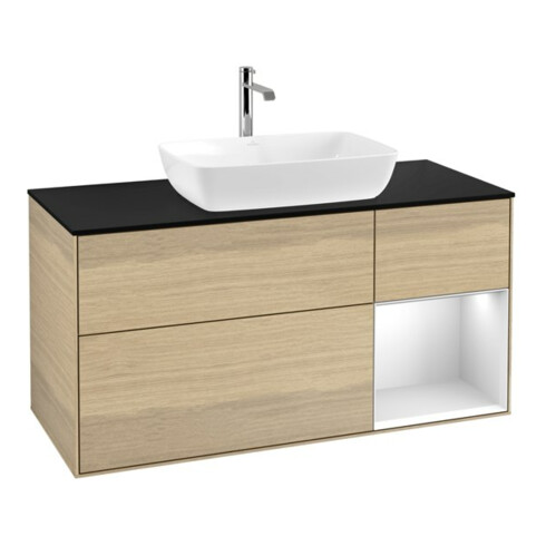 V&B Waschtischunterschrank Wandbeleuchtung Finion 120cm, Pl bla m, Reg wh. m Lac, Oa ven