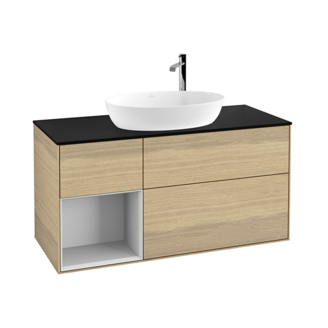 V&B Waschtischunterschrank Wandbeleuchtung Finion 120cm, Pl bla m, Reg wh. m Lac, Oa ven