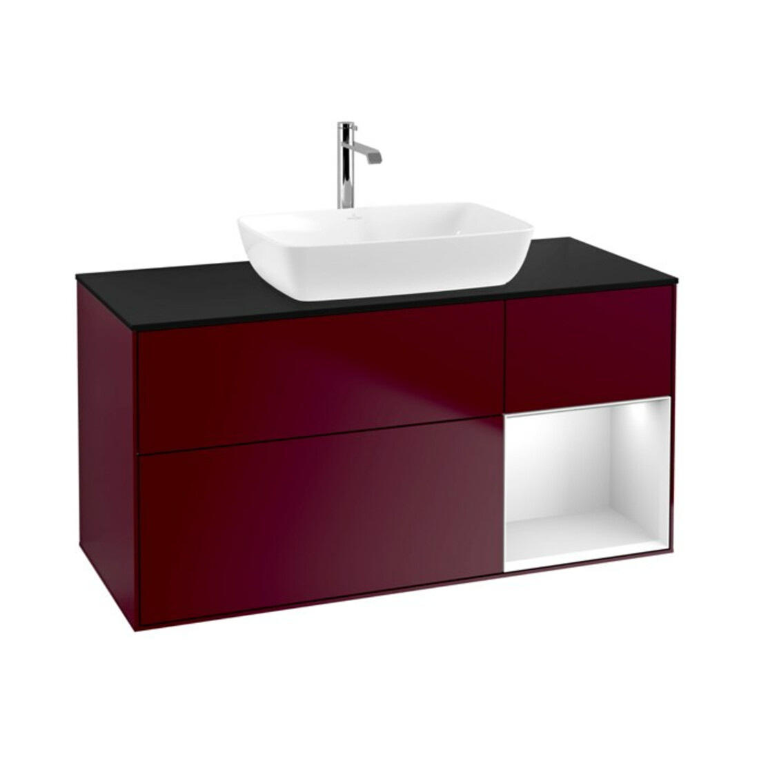 V&B Waschtischunterschrank Wandbeleuchtung Finion 120cm, Pl bla m, Reg wh. m Lac, Peo m