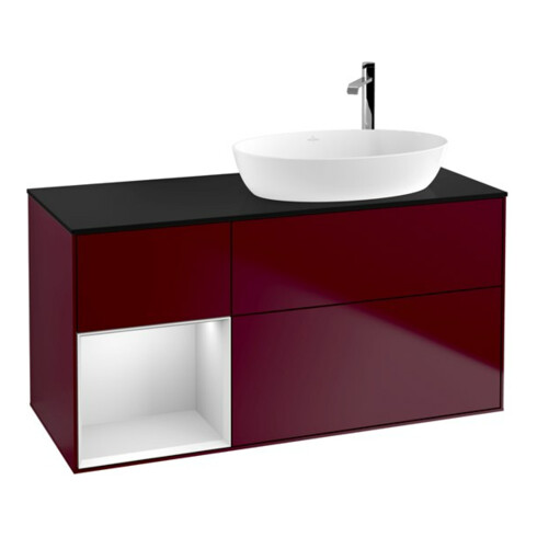 V&B Waschtischunterschrank Wandbeleuchtung Finion 120cm, Pl bla m, Reg wh. m Lac, Peo m