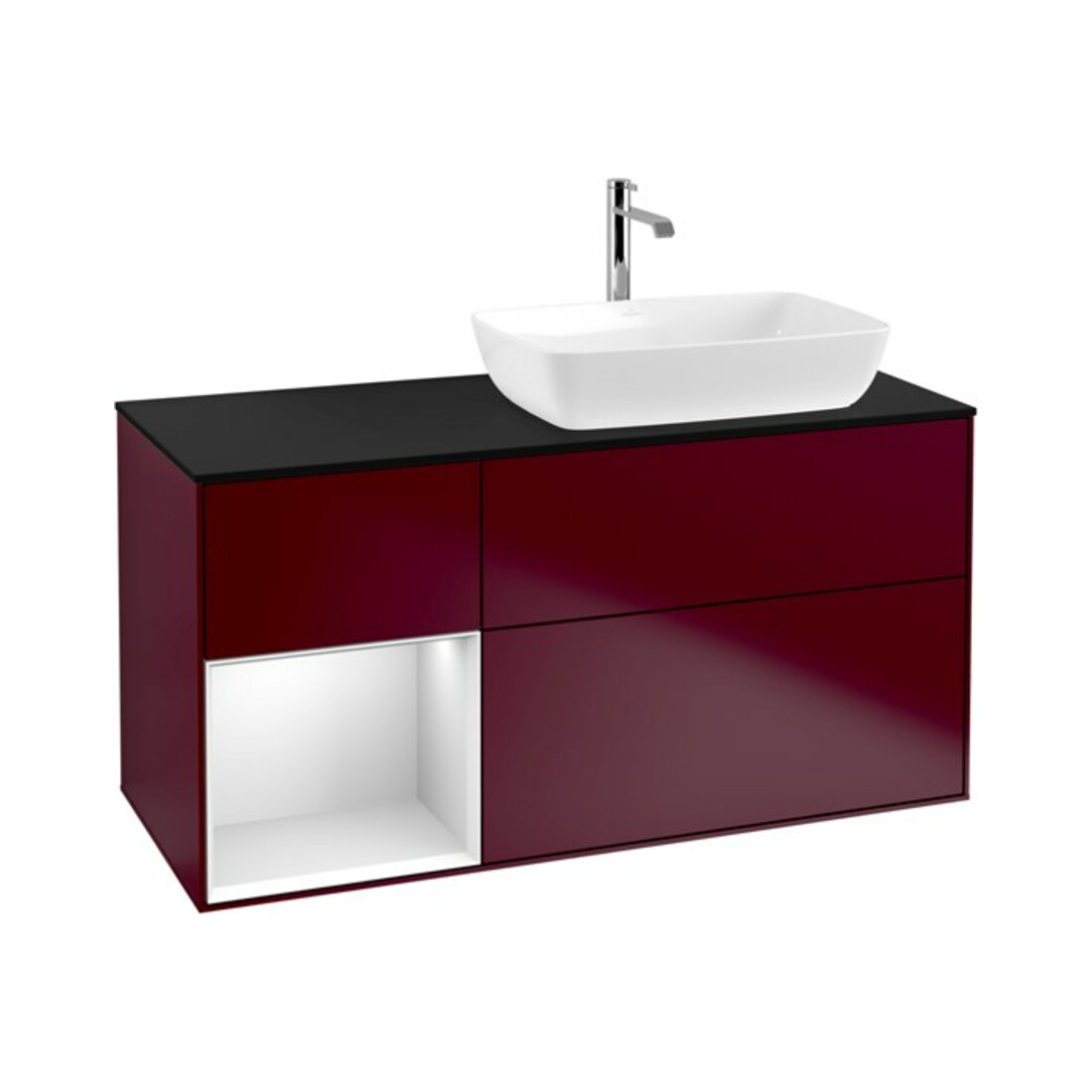 V&B Waschtischunterschrank Wandbeleuchtung Finion 120cm, Pl bla m, Reg wh. m Lac, Peo m
