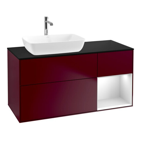 V&B Waschtischunterschrank Wandbeleuchtung Finion 120cm, Pl bla m, Reg wh. m Lac, Peo m