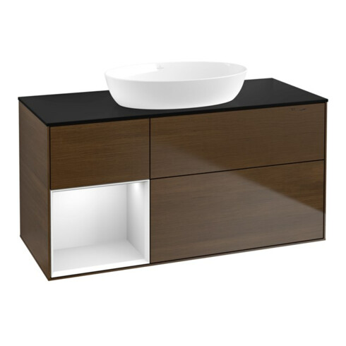 V&B Waschtischunterschrank Wandbeleuchtung Finion 120cm, Pl bla m, Reg wh. m Lac, wal ven