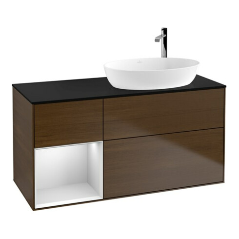 V&B Waschtischunterschrank Wandbeleuchtung Finion 120cm, Pl bla m, Reg wh. m Lac, wal ven