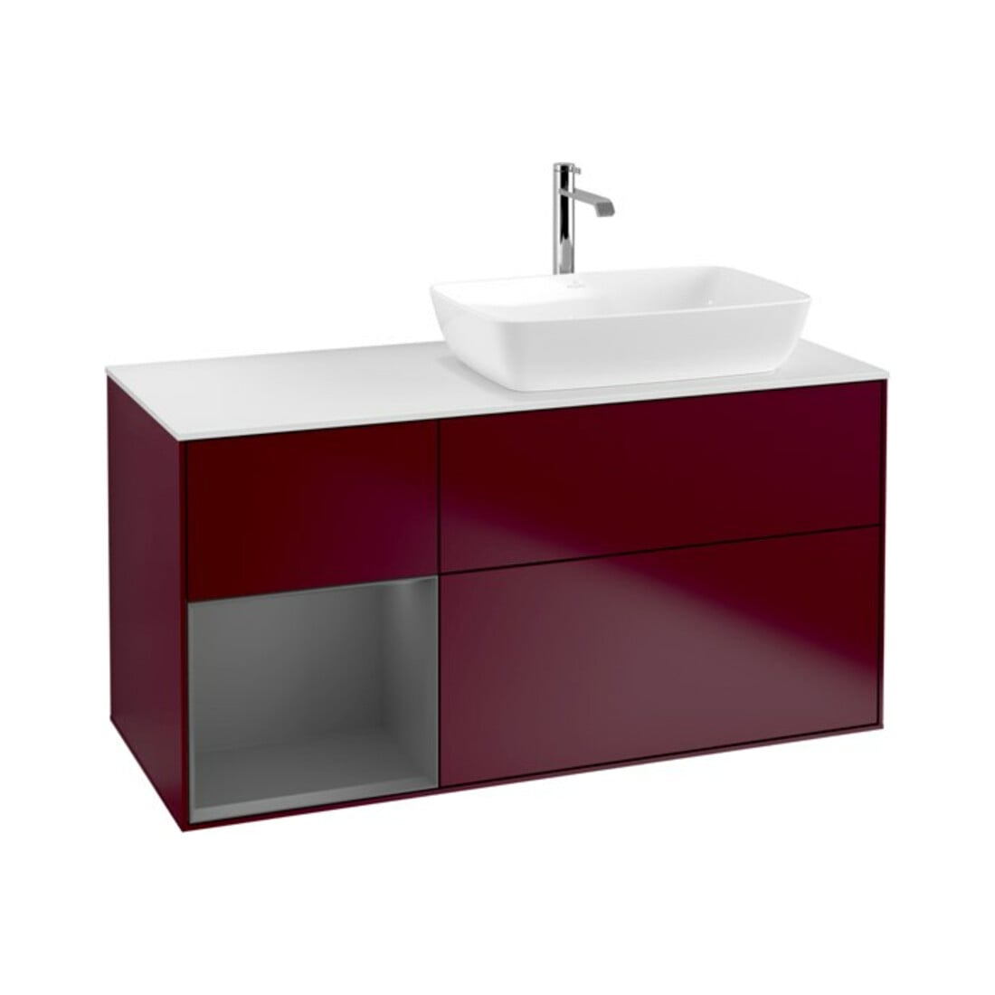 V&B Waschtischunterschrank Wandbeleuchtung Finion 120cm, Pl w m, Reg Anthrac. m Lac, Peo m