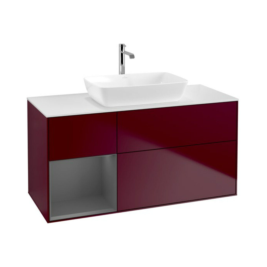 V&B Waschtischunterschrank Wandbeleuchtung Finion 120cm, Pl w m, Reg Anthrac. m Lac, Peo m