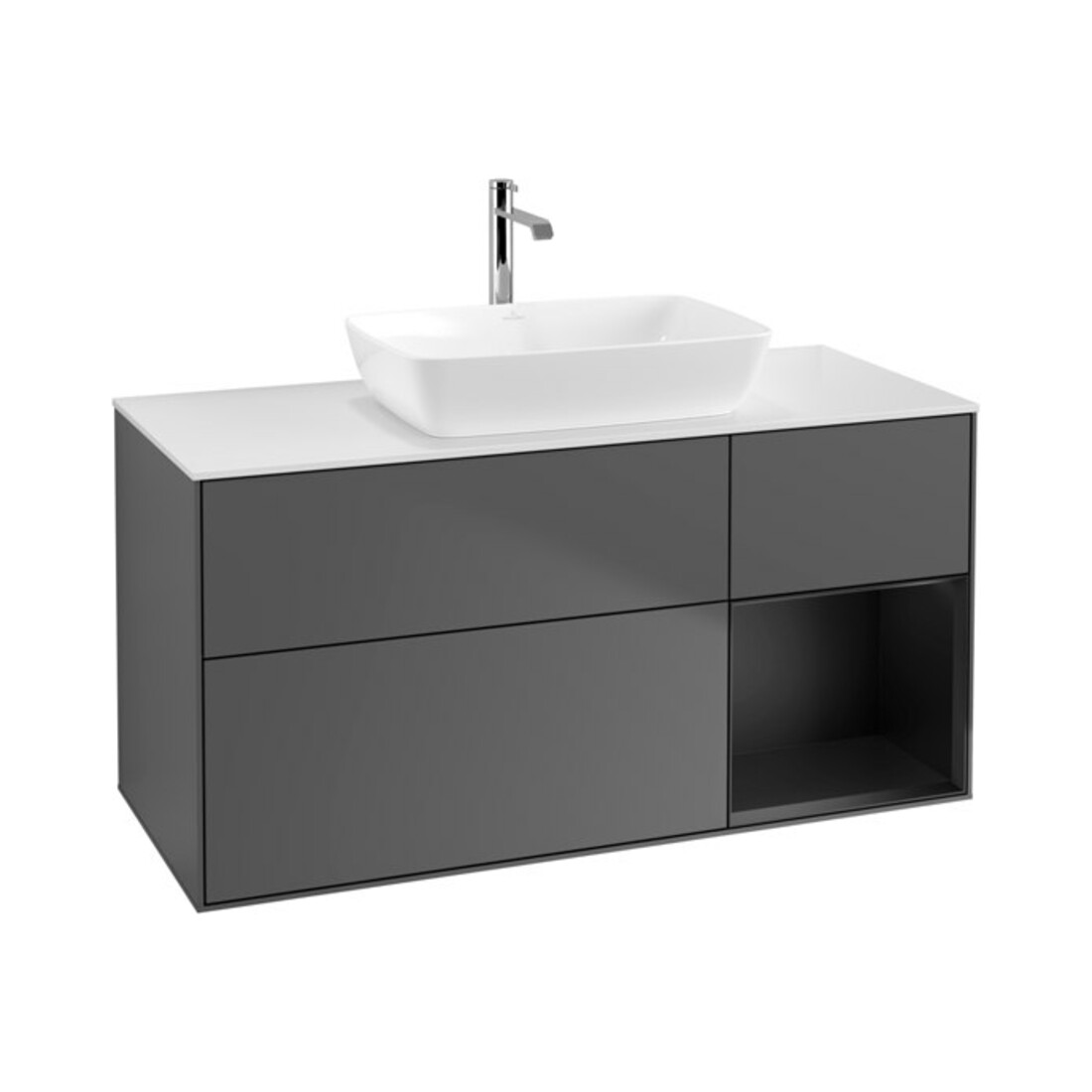 V&B Waschtischunterschrank Wandbeleuchtung Finion 120cm, Pl w m, Reg bla m Lac, Anthrac. m