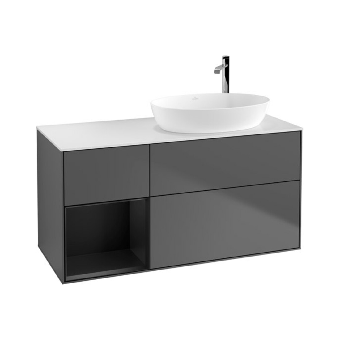 V&B Waschtischunterschrank Wandbeleuchtung Finion 120cm, Pl w m, Reg bla m Lac, Anthrac. m
