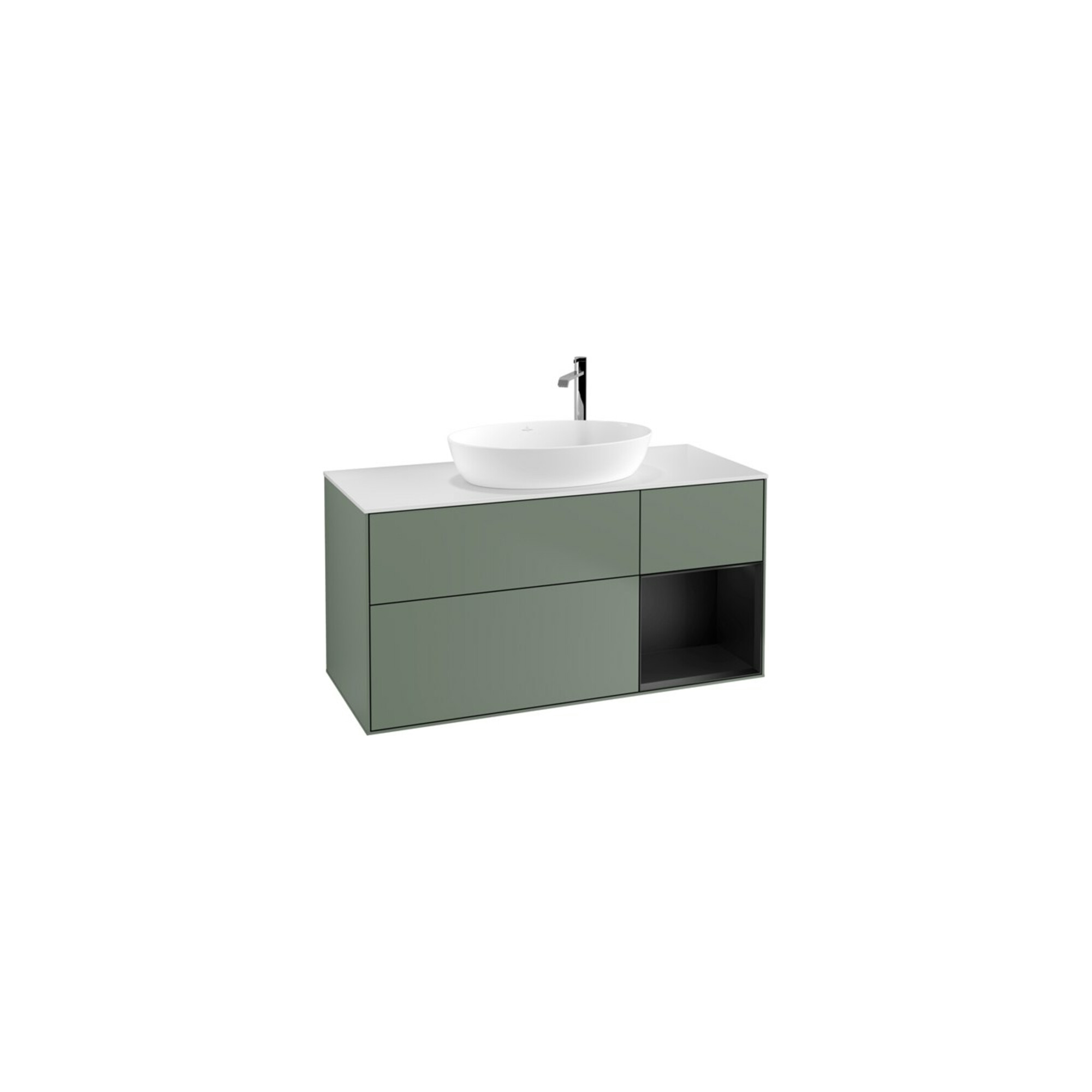 V&B Waschtischunterschrank Wandbeleuchtung Finion 120cm, Pl w m, Reg bla m Lac, Oli. m Lac ; Villeroy & Boch