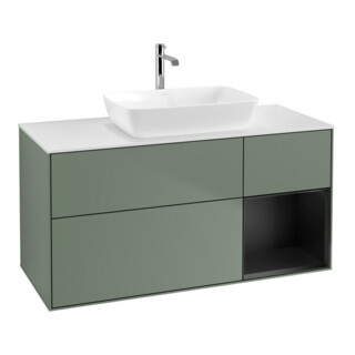 V&B Waschtischunterschrank Wandbeleuchtung Finion 120cm, Pl w m, Reg bla m Lac, Oli. m Lac