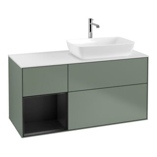 V&B Waschtischunterschrank Wandbeleuchtung Finion 120cm, Pl w m, Reg bla m Lac, Oli. m Lac