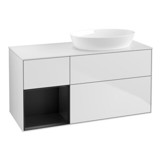 V&B Waschtischunterschrank Wandbeleuchtung Finion 120cm, Pl w m, Reg bla m Lac, wh. m Lac
