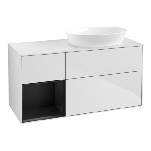 V&B Waschtischunterschrank Wandbeleuchtung Finion 120cm, Pl w m, Reg bla m Lac, wh. m Lac