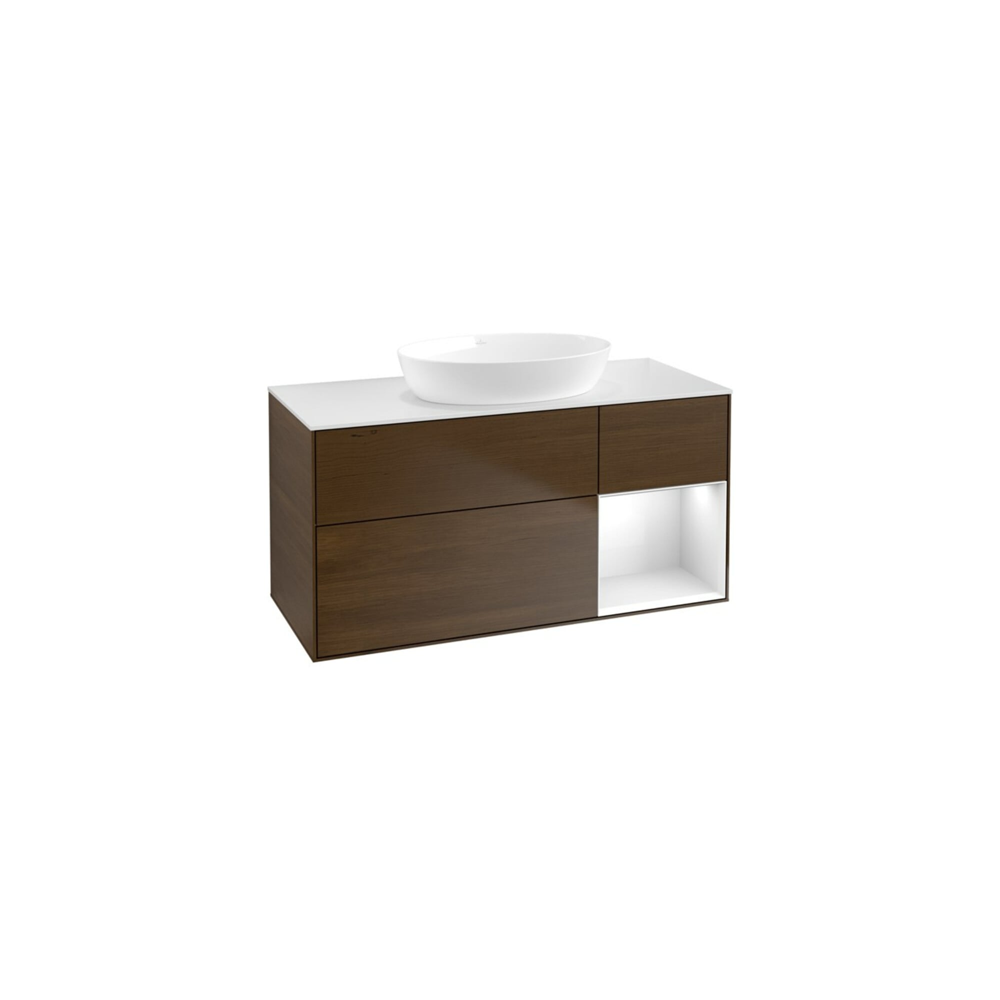 V&B Waschtischunterschrank Wandbeleuchtung Finion 120cm, Pl w m, Reg glo wh. Lac, wal ven ; Villeroy & Boch