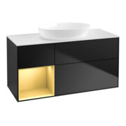 V&B Waschtischunterschrank Wandbeleuchtung Finion 120cm, Pl w m, Reg gol m Lac, bla m Lac