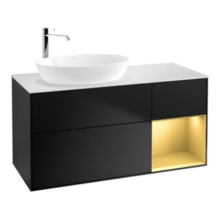 V&B Waschtischunterschrank Wandbeleuchtung Finion 120cm, Pl w m, Reg gol m Lac, bla m Lac