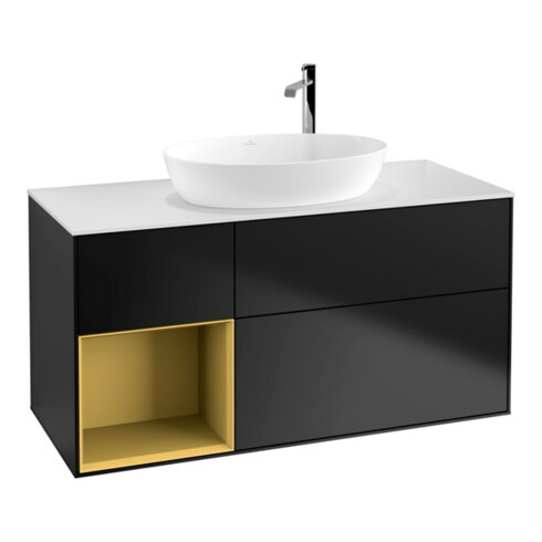 V&B Waschtischunterschrank Wandbeleuchtung Finion 120cm, Pl w m, Reg gol m Lac, bla m Lac