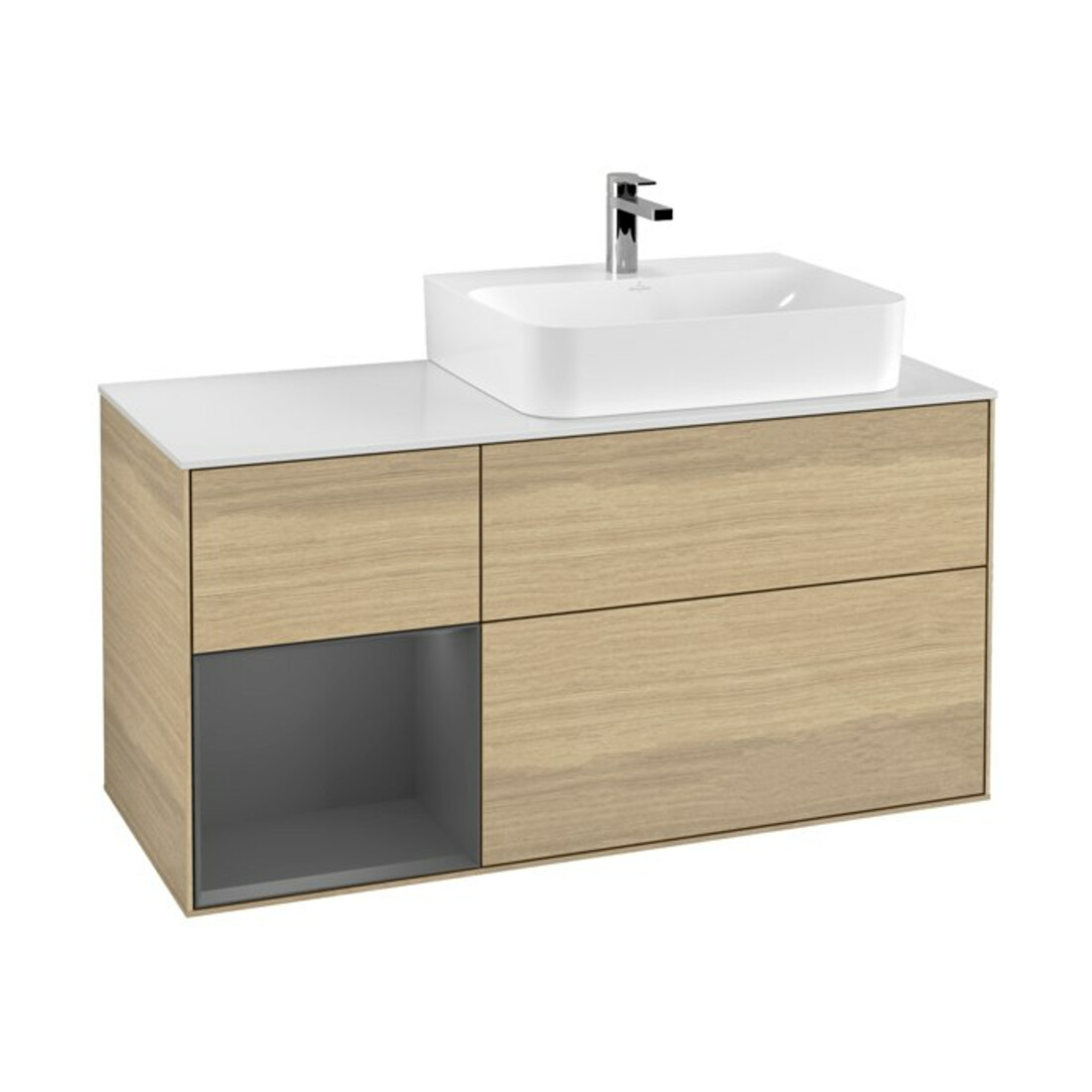 V&B Waschtischunterschrank Wandbeleuchtung Finion 120cm, Pl w m, Reg li Anthrac. m, Oa ven