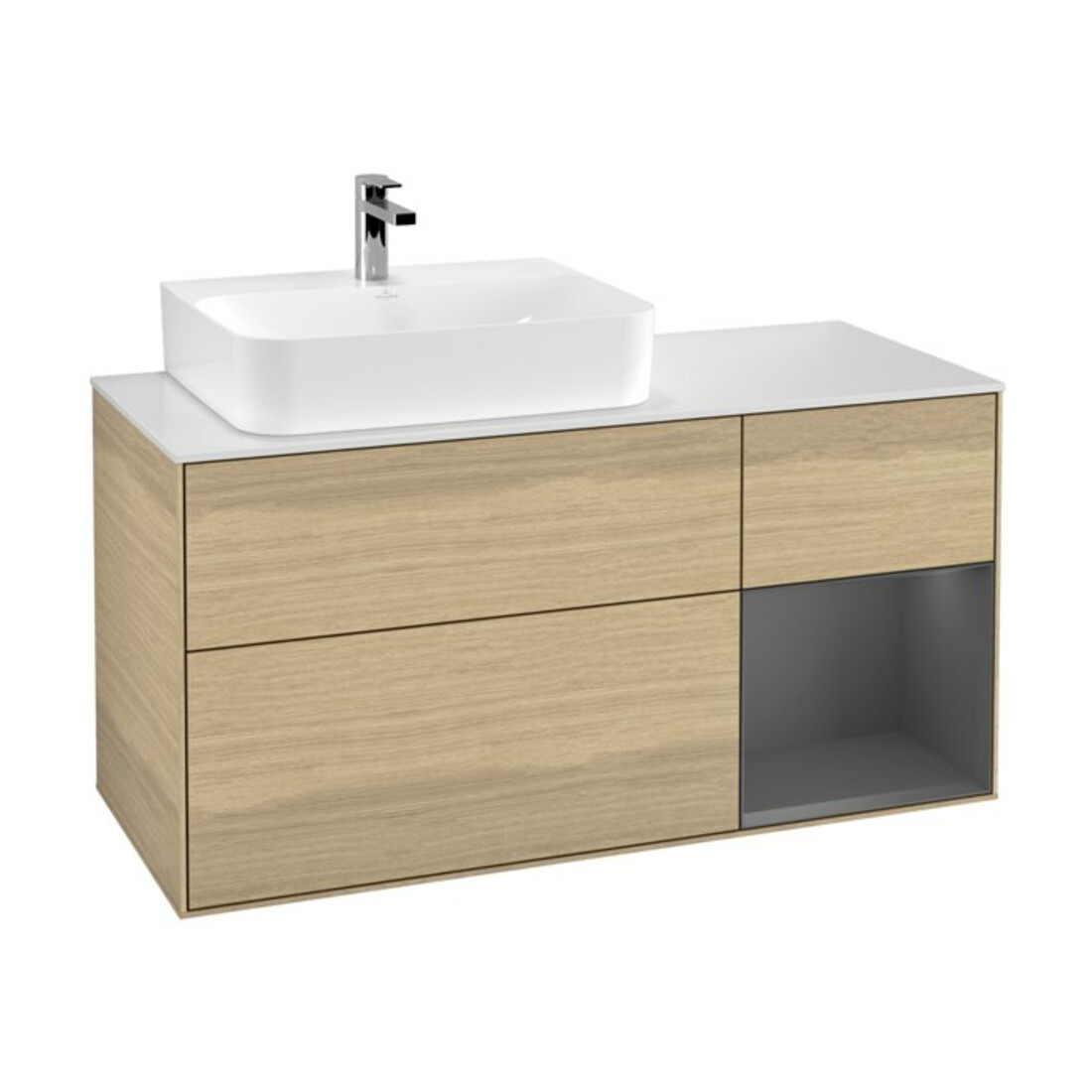 V&B Waschtischunterschrank Wandbeleuchtung Finion 120cm, Pl w m, Reg li Anthrac. m, Oa ven