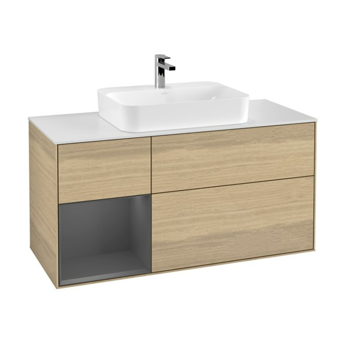 V&B Waschtischunterschrank Wandbeleuchtung Finion 120cm, Pl w m, Reg li Anthrac. m, Oa ven