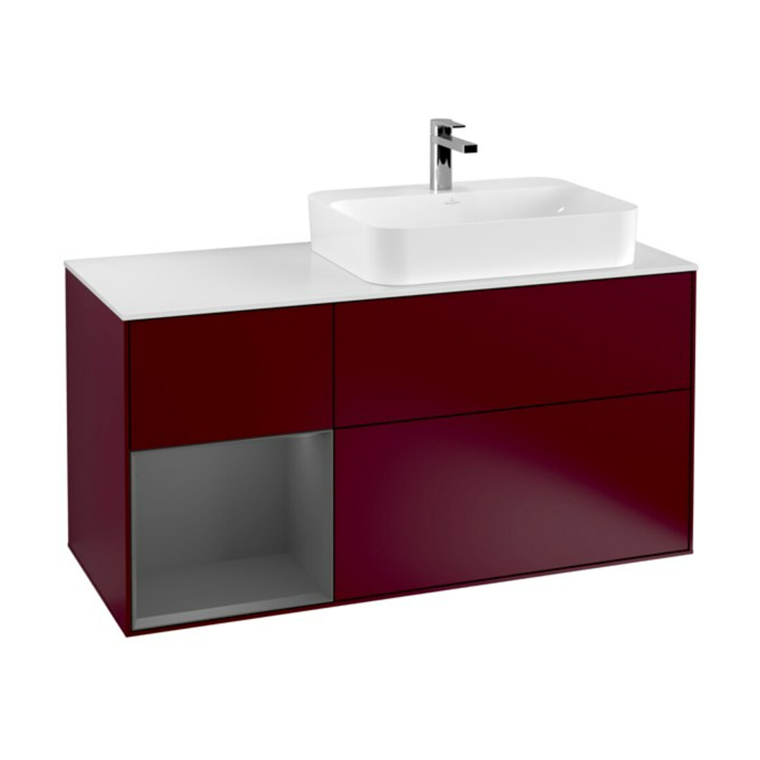 V&B Waschtischunterschrank Wandbeleuchtung Finion 120cm, Pl w m, Reg li Anthrac. m, Peo m