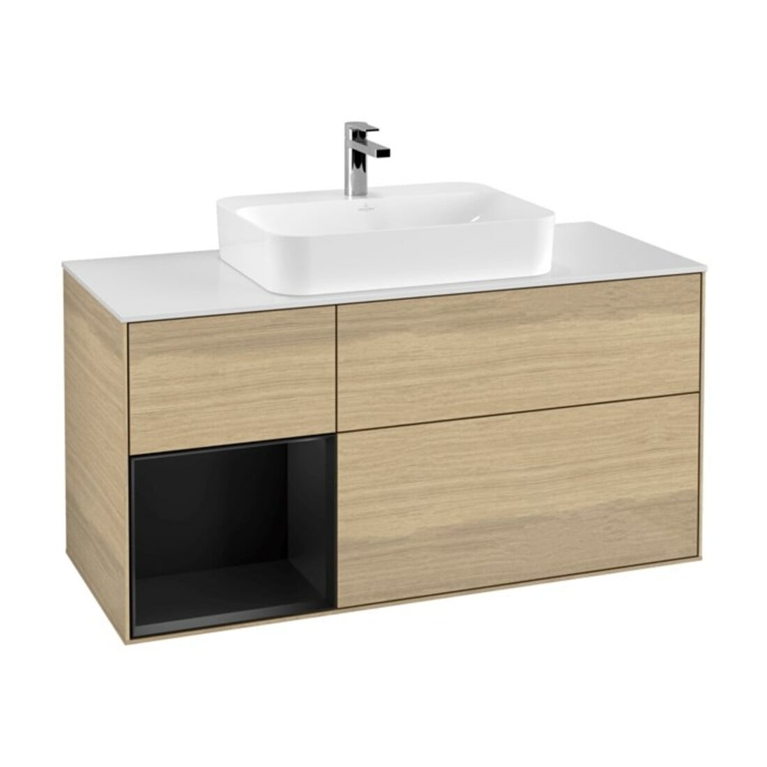 V&B Waschtischunterschrank Wandbeleuchtung Finion 120cm, Pl w m, Reg li bla m Lac, Oa ven