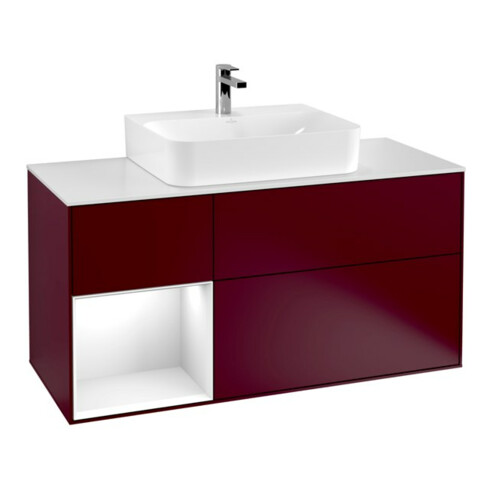 V&B Waschtischunterschrank Wandbeleuchtung Finion 120cm, Pl w m, Reg li glo wh. Lac, Peo m
