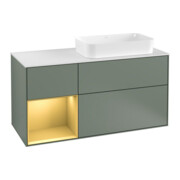 V&B Waschtischunterschrank Wandbeleuchtung Finion 120cm, Pl w m, Reg li gol m, Oli. m Lac