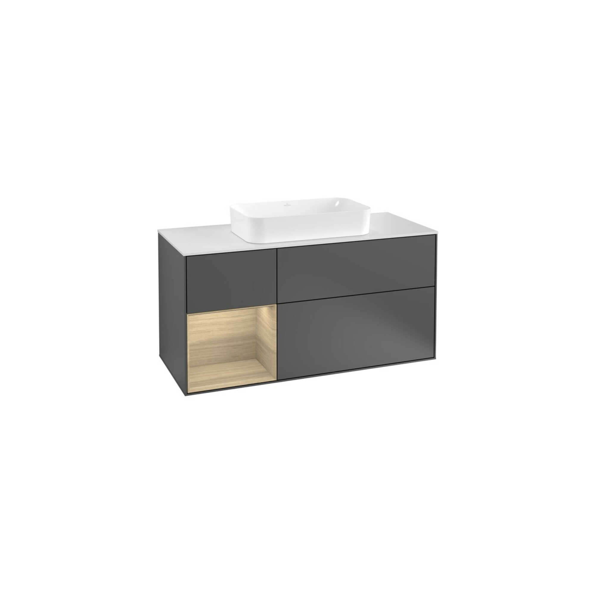 V&B Waschtischunterschrank Wandbeleuchtung Finion 120cm, Pl w m, Reg li Oa ven, Anthrac. m ; Villeroy & Boch