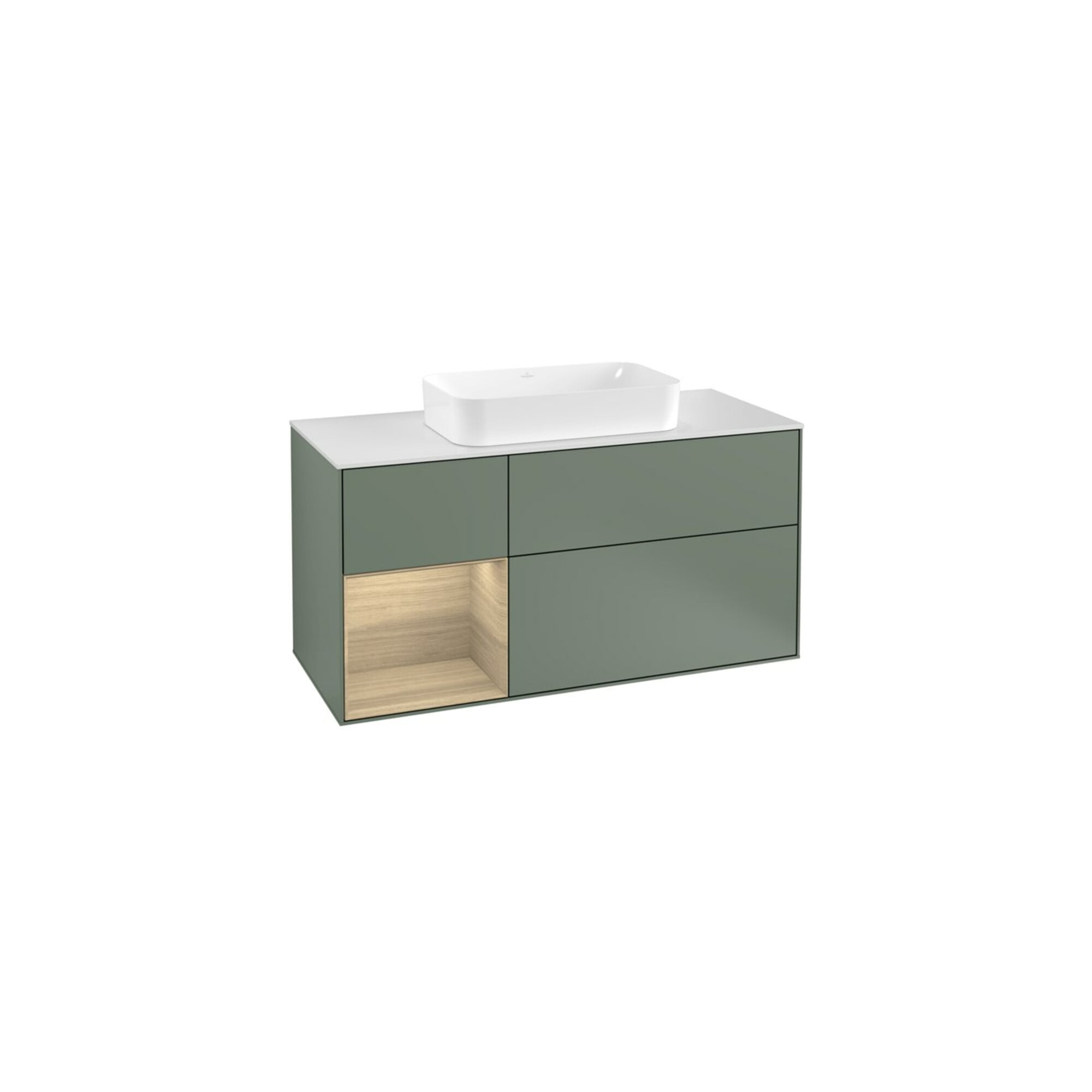 V&B Waschtischunterschrank Wandbeleuchtung Finion 120cm, Pl w m, Reg li Oa ven, Oli. m Lac ; Villeroy & Boch