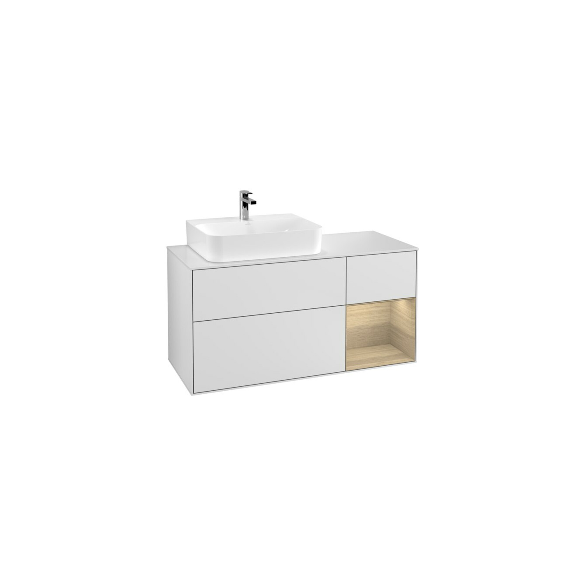 V&B Waschtischunterschrank Wandbeleuchtung Finion 120cm, Pl w m, Reg li Oa ven, wh. m Lac ; Villeroy & Boch