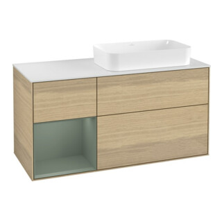 V&B Waschtischunterschrank Wandbeleuchtung Finion 120cm, Pl w m, Reg li Oli. m Lac, Oa ven