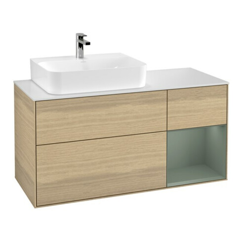 V&B Waschtischunterschrank Wandbeleuchtung Finion 120cm, Pl w m, Reg li Oli. m Lac, Oa ven