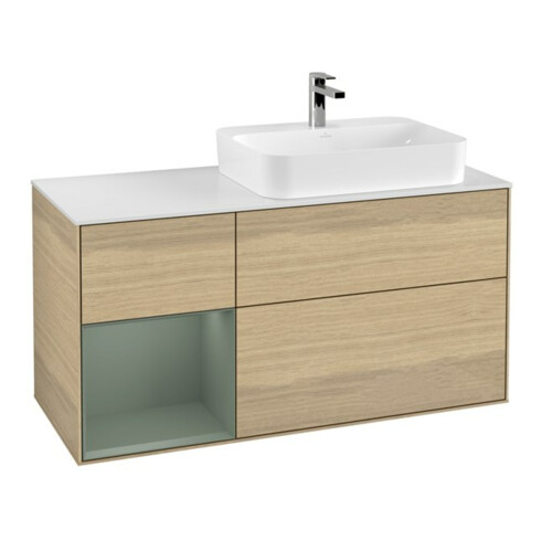 V&B Waschtischunterschrank Wandbeleuchtung Finion 120cm, Pl w m, Reg li Oli. m Lac, Oa ven