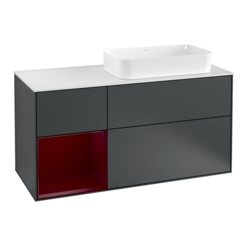 V&B Waschtischunterschrank Wandbeleuchtung Finion 120cm, Pl w m, Reg li Peo, md bl. m Lac