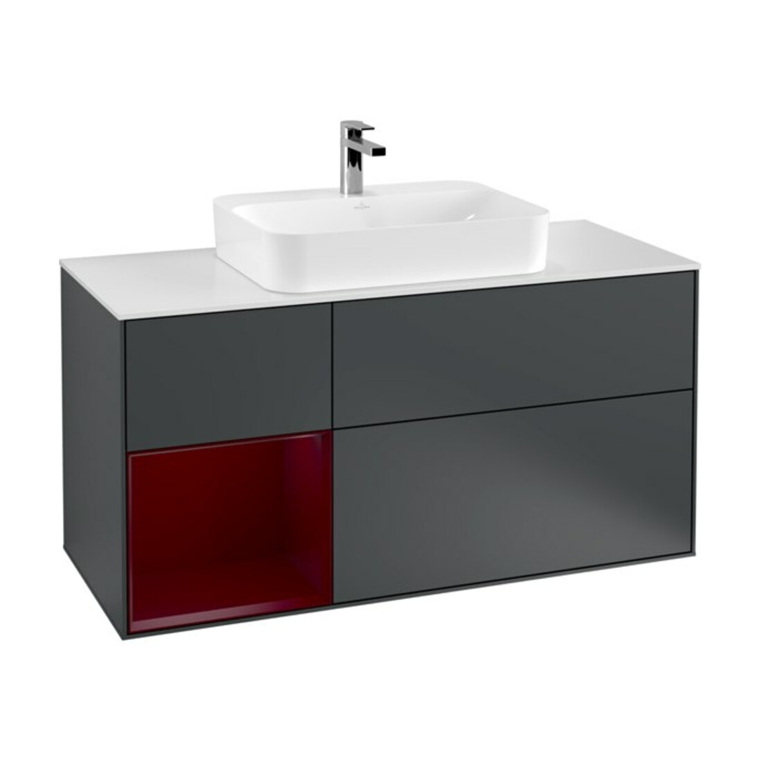 V&B Waschtischunterschrank Wandbeleuchtung Finion 120cm, Pl w m, Reg li Peo, md bl. m Lac
