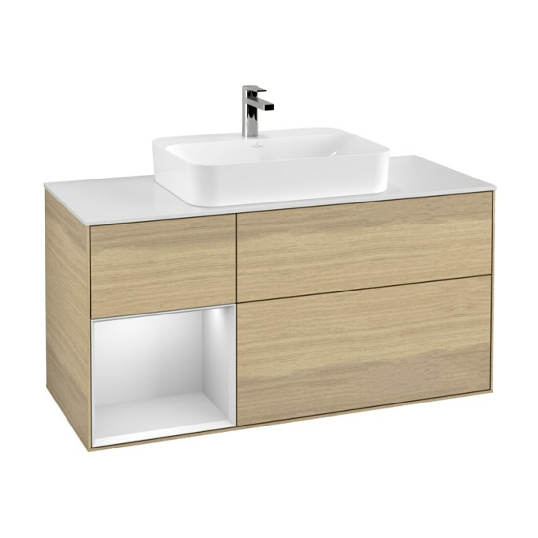 V&B Waschtischunterschrank Wandbeleuchtung Finion 120cm, Pl w m, Reg li wh. m Lac, Oa ven