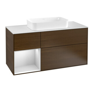V&B Waschtischunterschrank Wandbeleuchtung Finion 120cm, Pl w m, Reg li wh. m Lac, wal ven