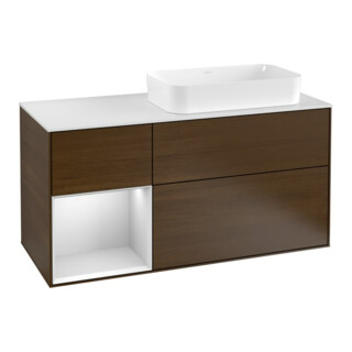 V&B Waschtischunterschrank Wandbeleuchtung Finion 120cm, Pl w m, Reg li wh. m Lac, wal ven
